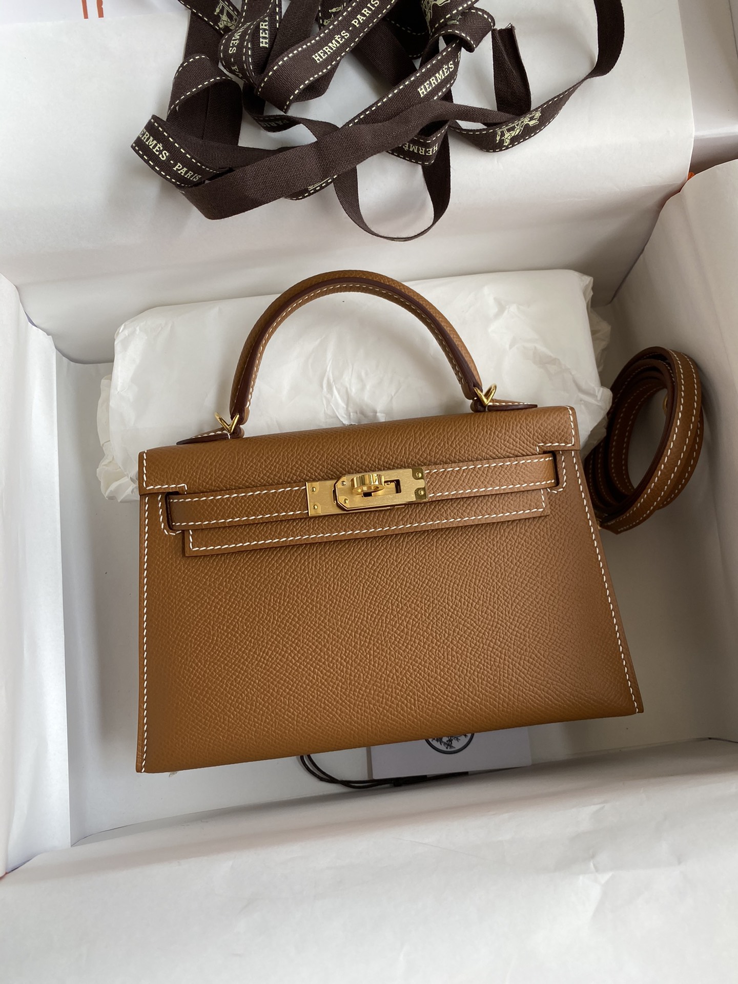 Hermes Kelly Mini II Bag 19CM In Brown Epsom Leather